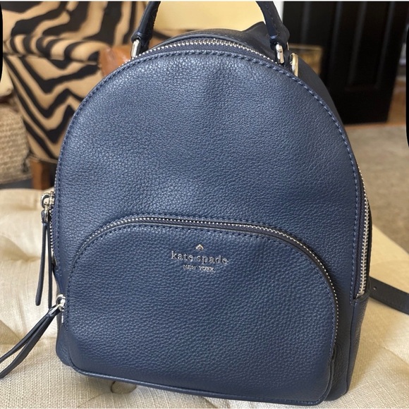 kate spade Handbags - Kate Spade New York Small Navy Blue Pebbled Leather Backpack